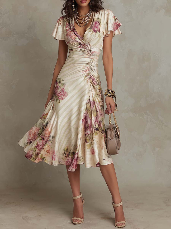 Alba | Robe Midi Rétro Motif Floral