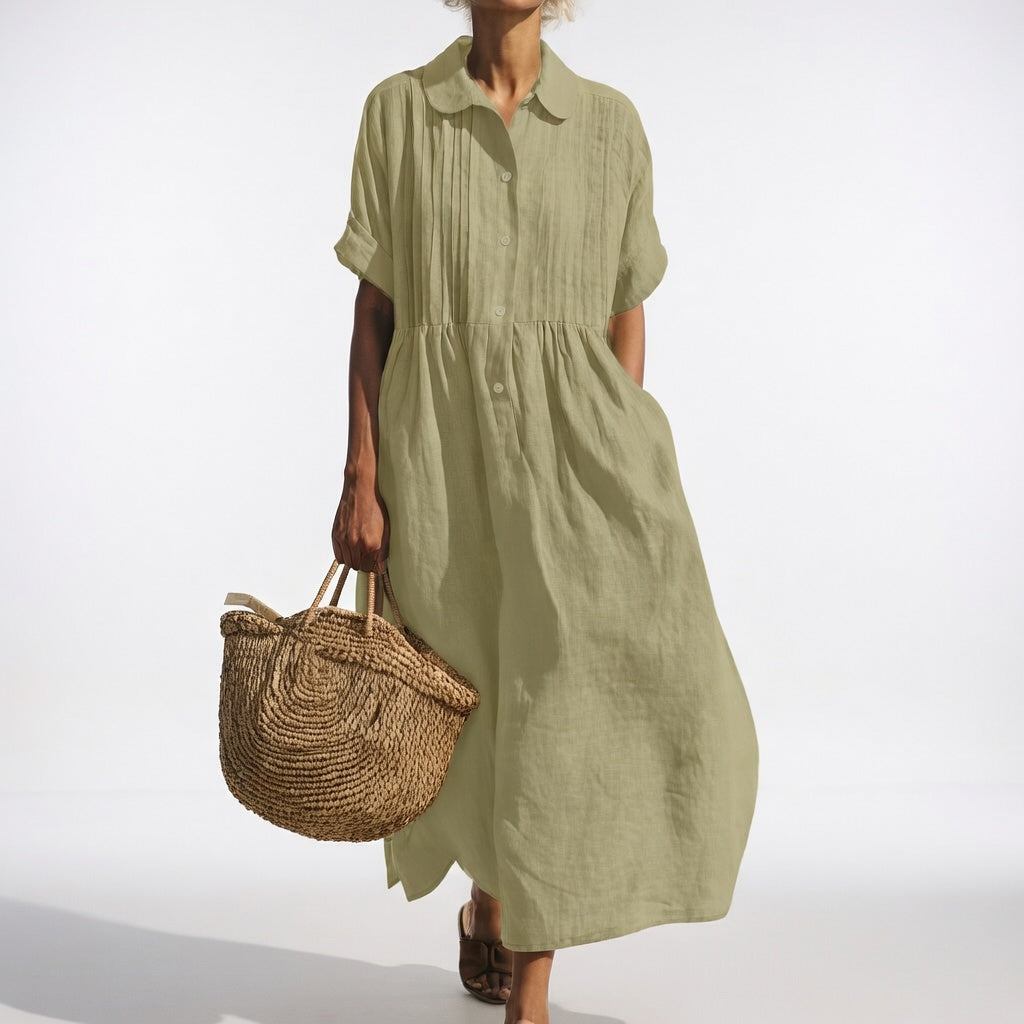 Lysandra | Robe Chemise Fluide à Manches Courtes
