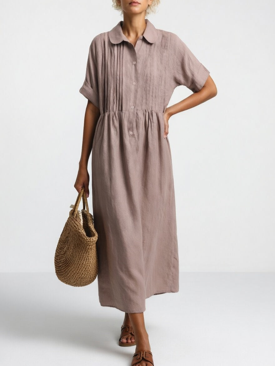 Lysandra | Robe Chemise Fluide à Manches Courtes