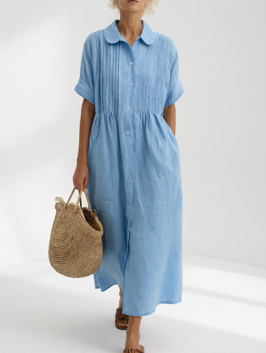 Lysandra | Robe Chemise Fluide à Manches Courtes