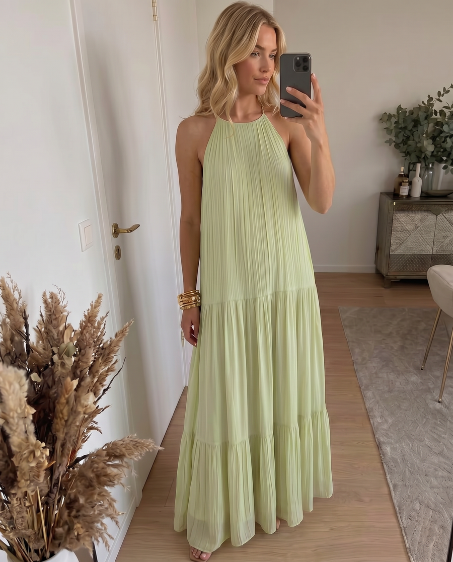 LIVIA | Robe Maxi Boho Pistache