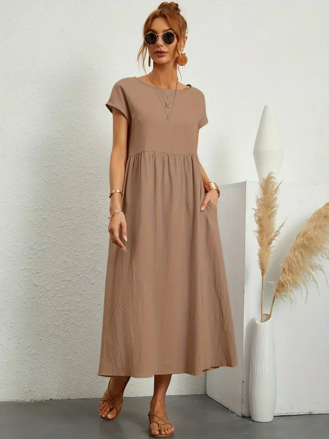 Gabrielle | Robe Midi Fluide Élégance Intemporelle