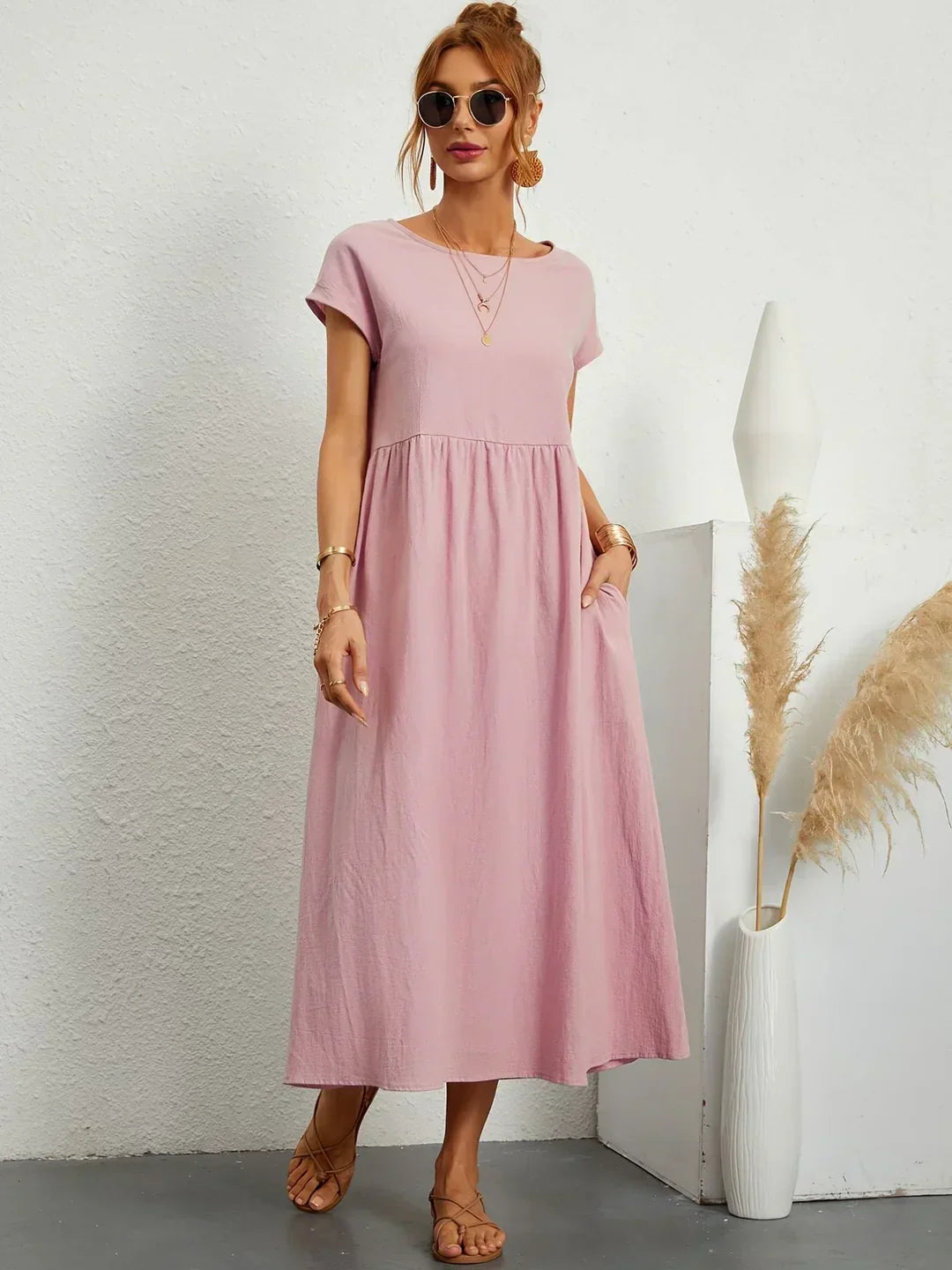 Gabrielle | Robe Midi Fluide Élégance Intemporelle