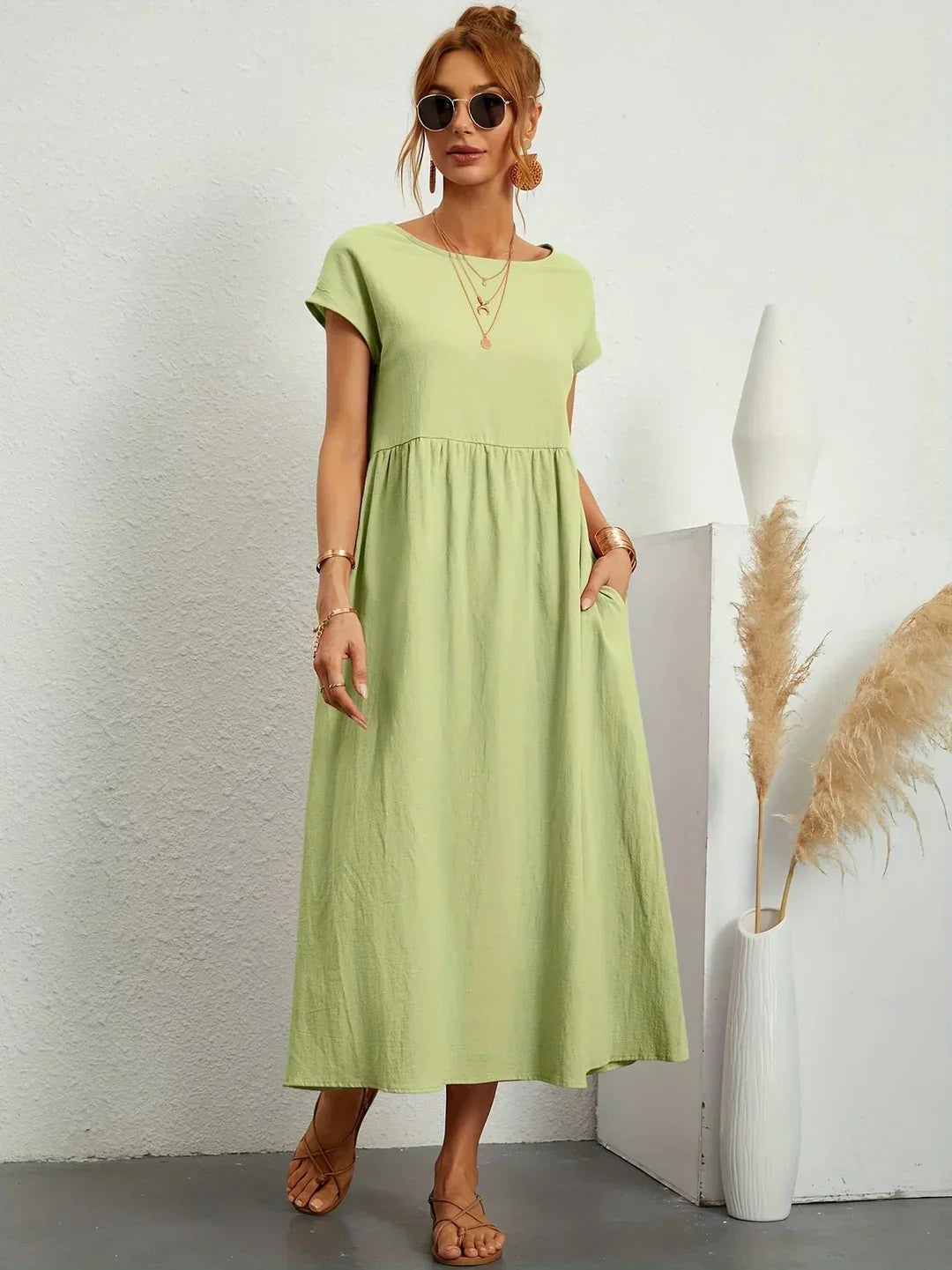Gabrielle | Robe Midi Fluide Élégance Intemporelle
