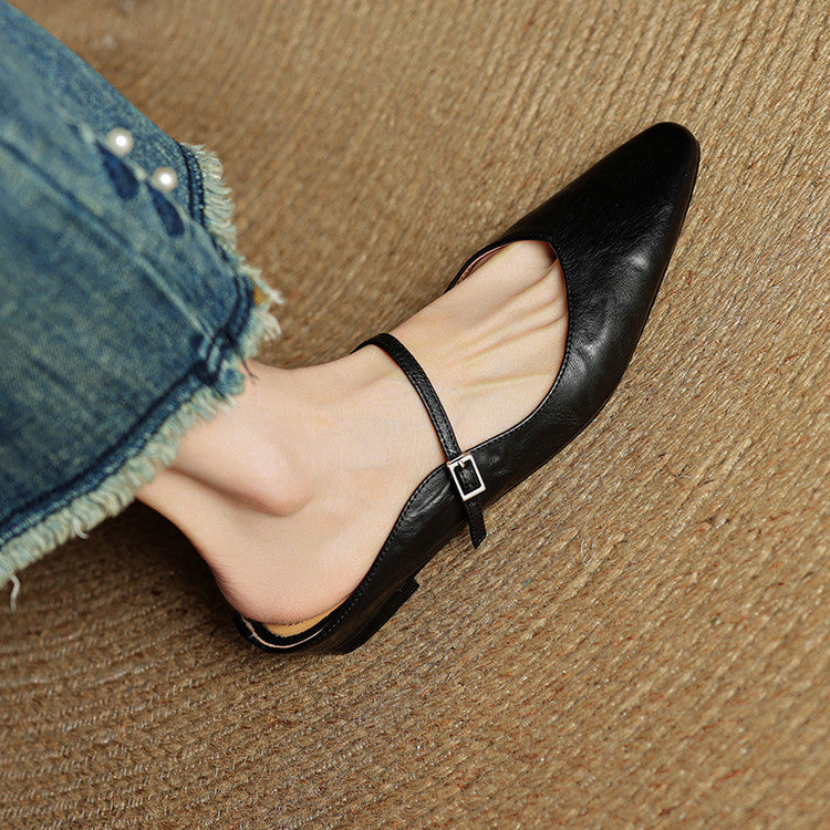 Mules en Cuir Véritable Vintage