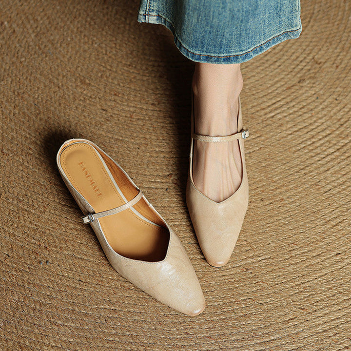 Mules en Cuir Véritable Vintage