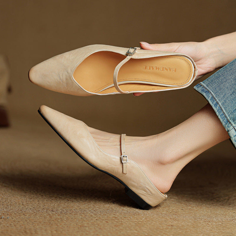 Mules en Cuir Véritable Vintage