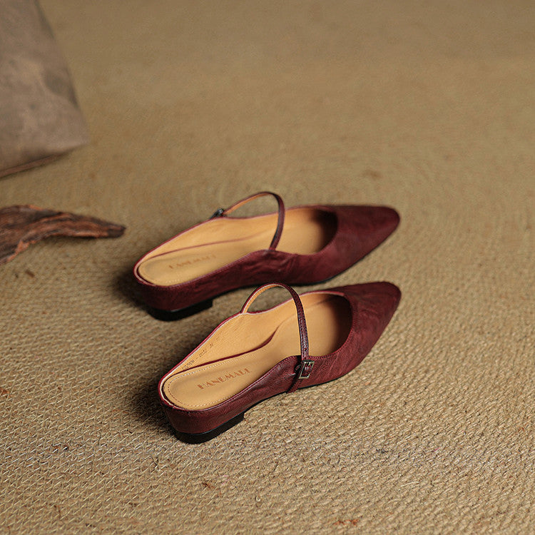 Mules en Cuir Véritable Vintage