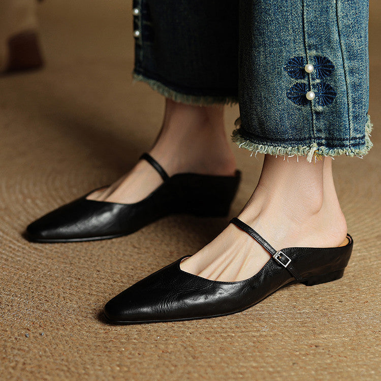 Mules en Cuir Véritable Vintage