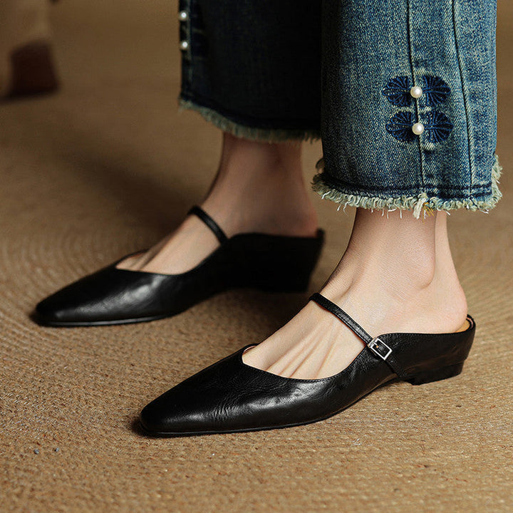 Mules en Cuir Véritable Vintage