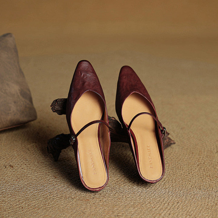 Mules en Cuir Véritable Vintage