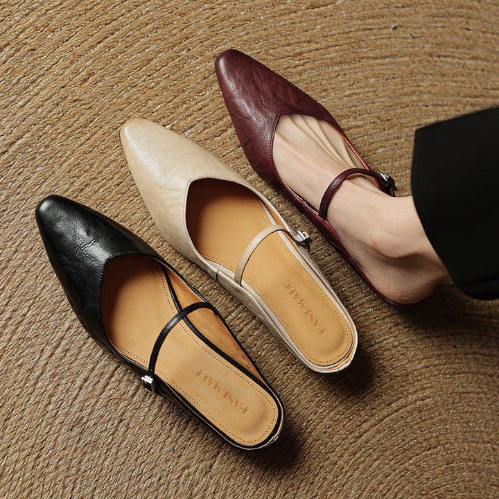 Mules en Cuir Véritable Vintage