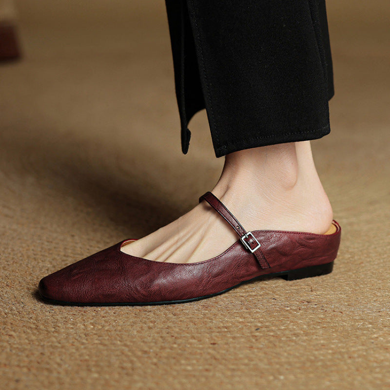 Mules en Cuir Véritable Vintage