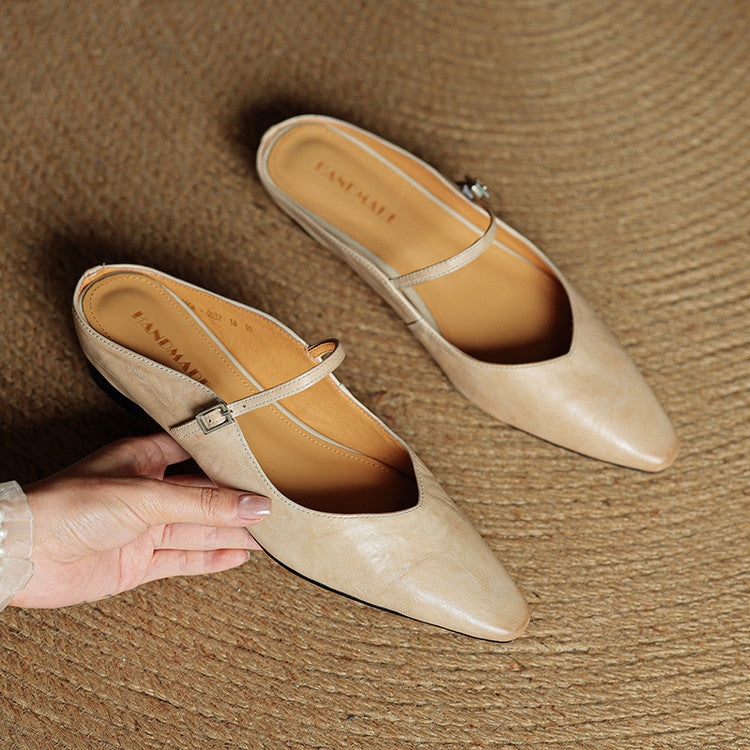 Mules en Cuir Véritable Vintage