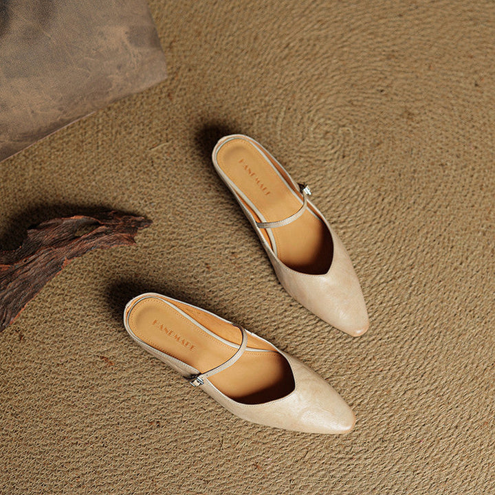 Mules en Cuir Véritable Vintage