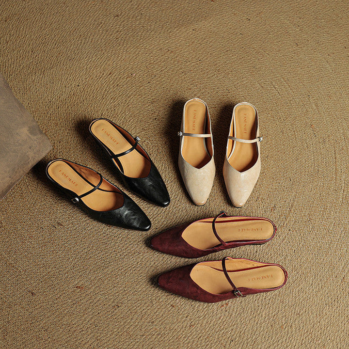 Mules en Cuir Véritable Vintage