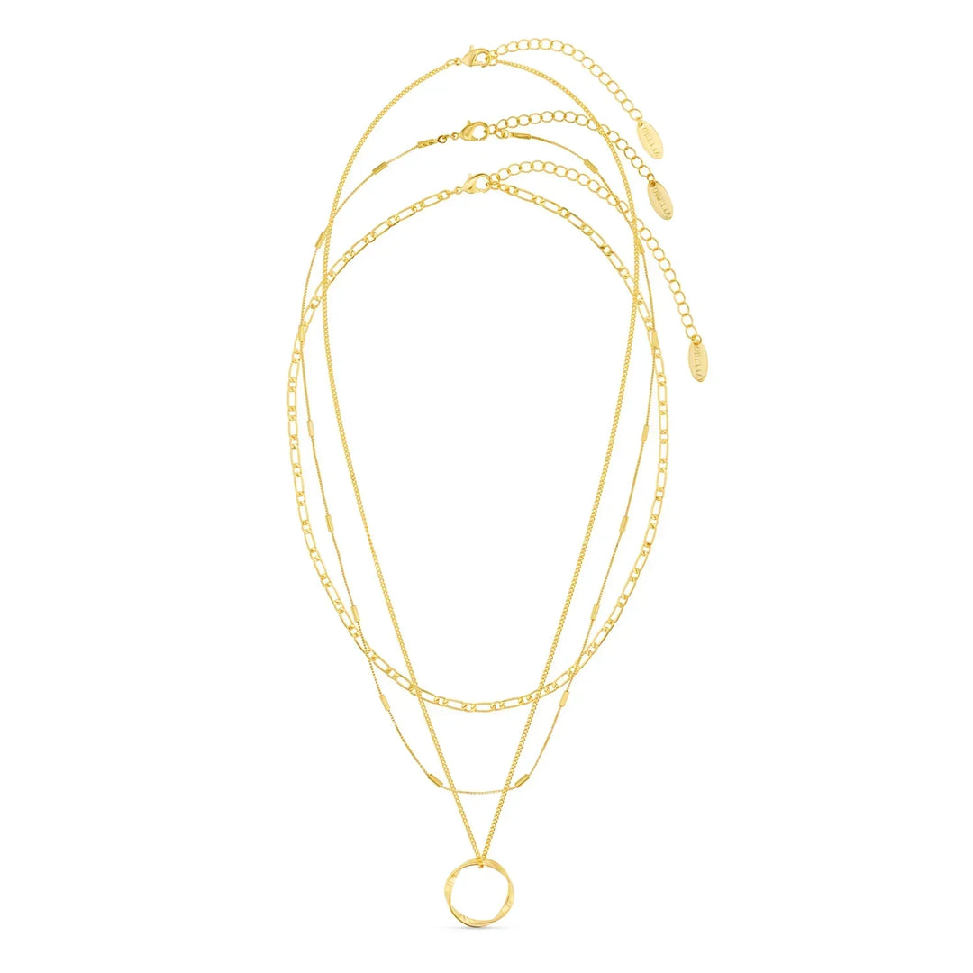 Collier Open Circle à Trois Rangées | Or Blanc