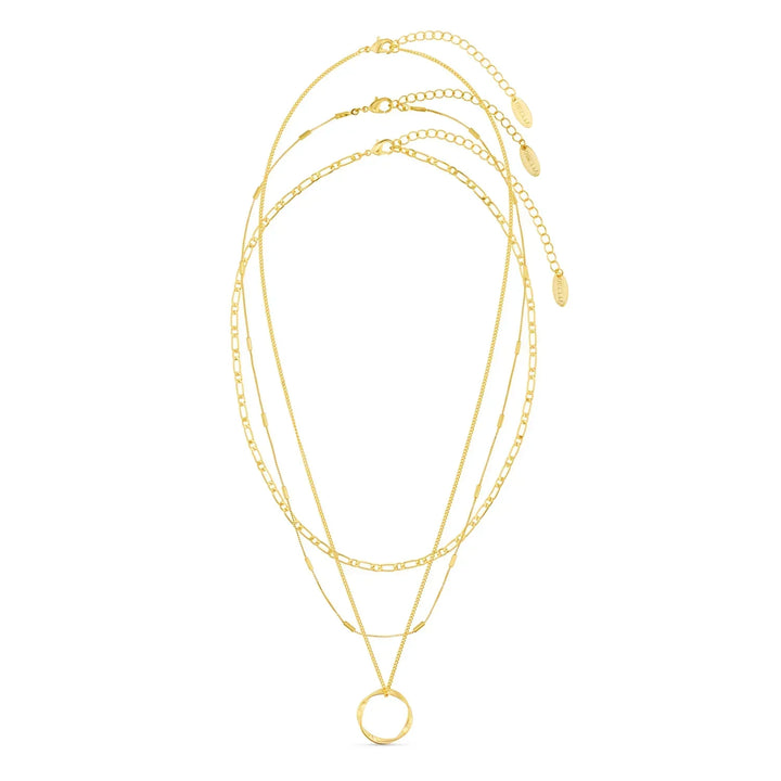 Collier Open Circle à Trois Rangées | Or Blanc