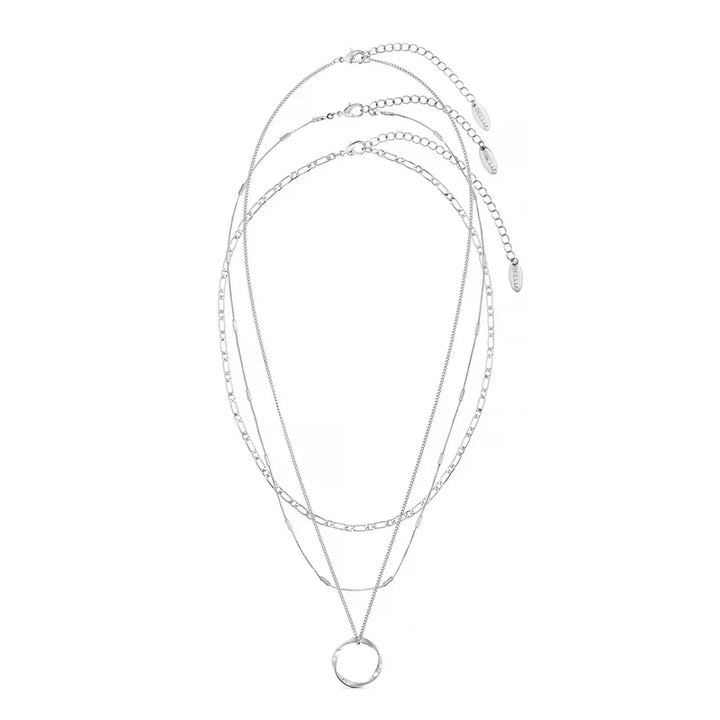 Collier Open Circle à Trois Rangées | Or Blanc