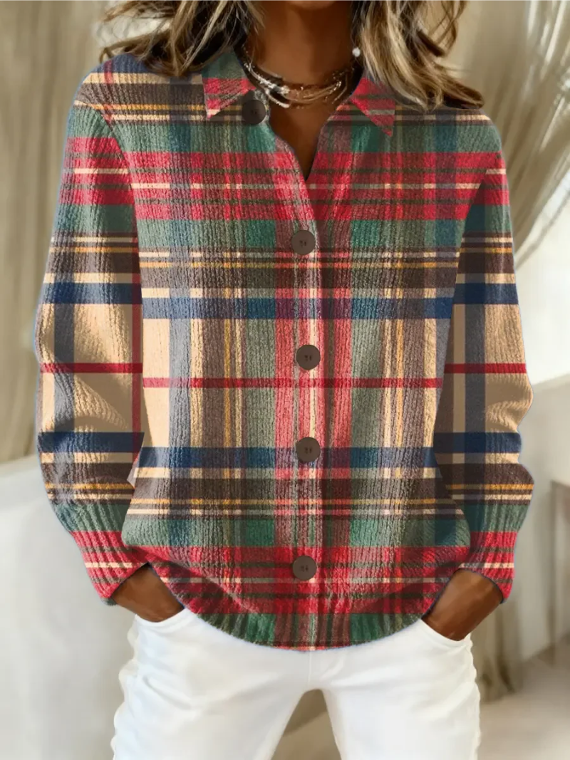 Gloria | Cardigan à Boutons à Carreaux Multicolore