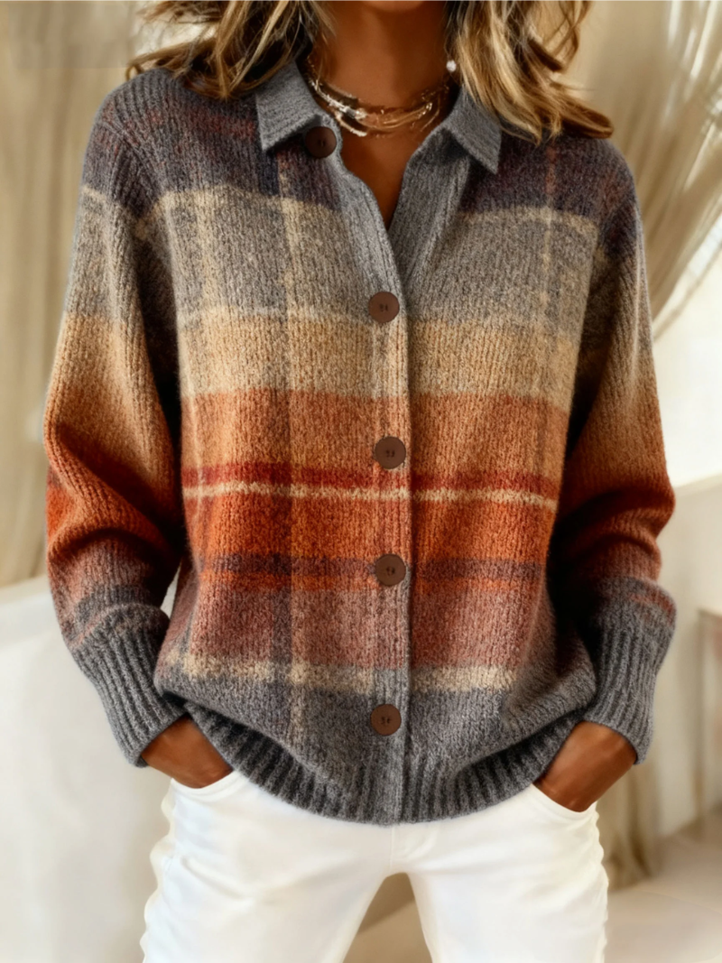 Edith | Cardigan à carreaux ombragé d'automne