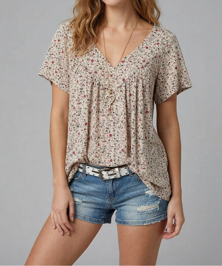 Trisha™ | T-shirt floral à col en V