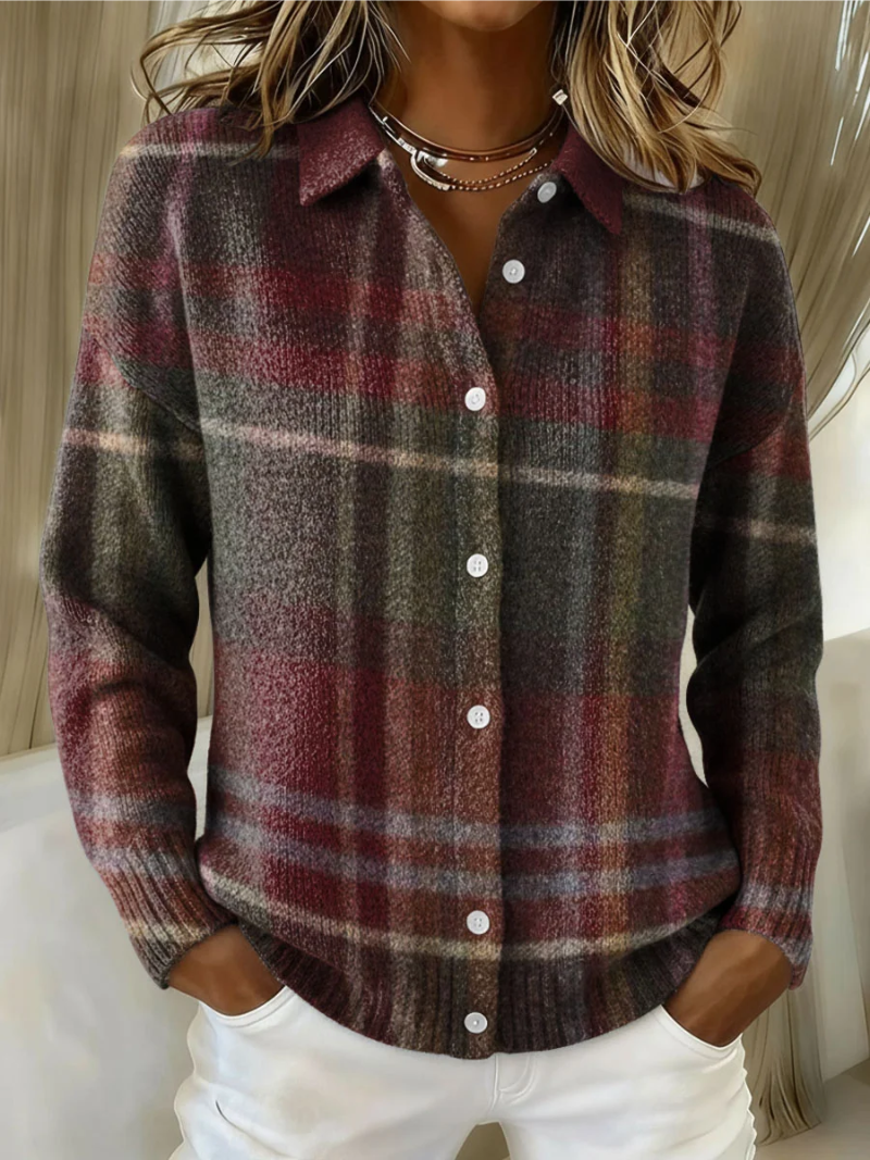 Eleanor | Cardigan en Tricot à Carreaux Classique