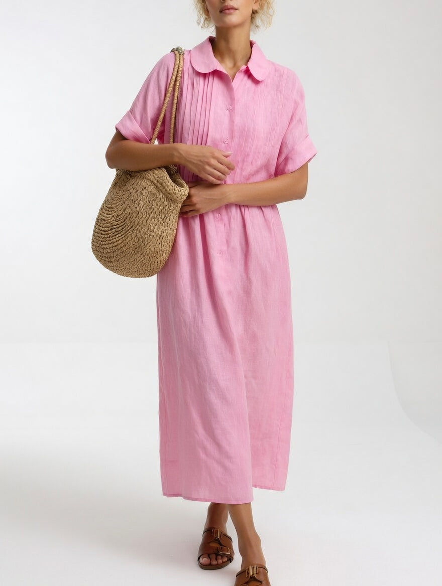 Lysandra | Robe Chemise Fluide à Manches Courtes