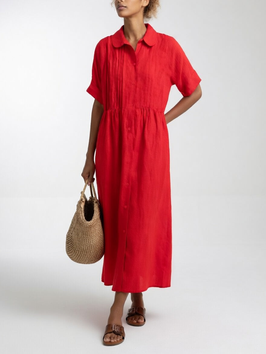 Lysandra | Robe Chemise Fluide à Manches Courtes