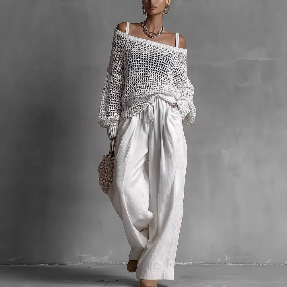Ensemble Pantalon Deux Pièces Off-Shoulder