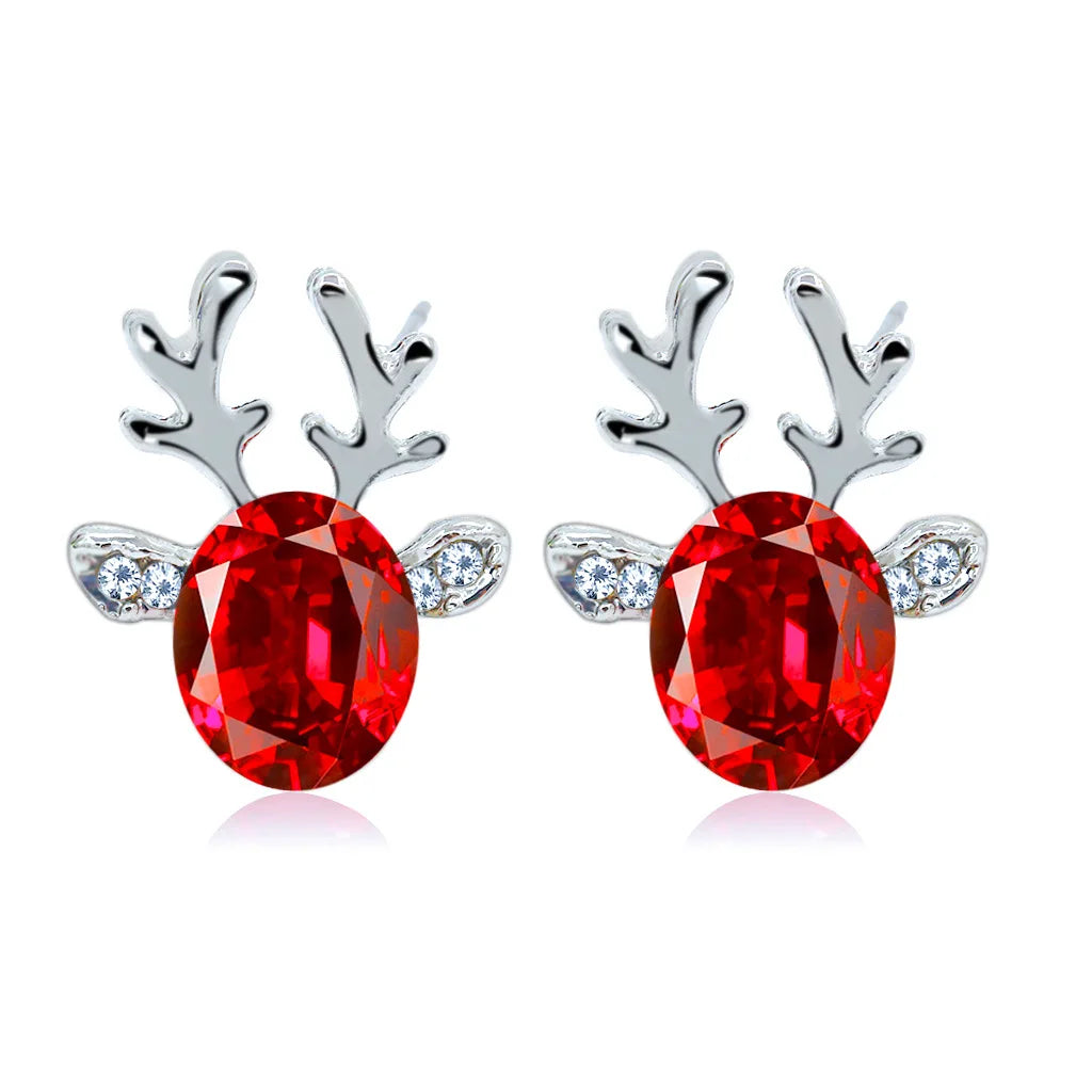 Boucles d'oreilles en cristal en forme de renne festif