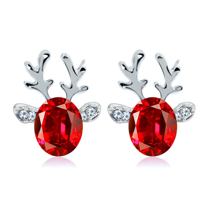 Boucles d'oreilles en cristal en forme de renne festif