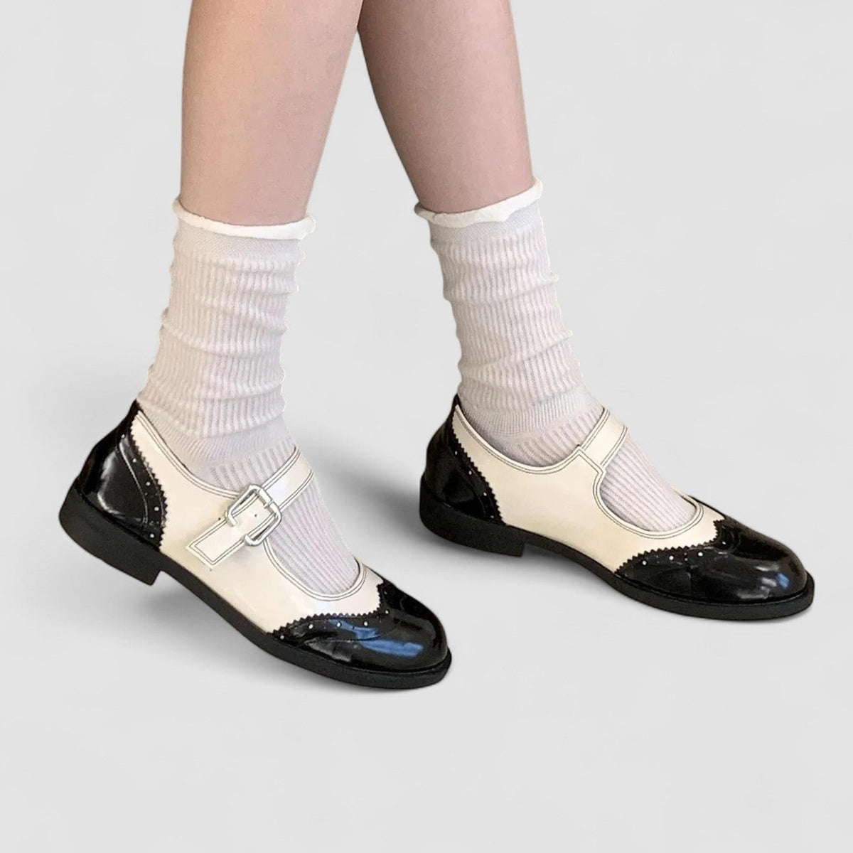 Chaussures Mary Jane en Cuir Véritable T-Bar Confort Vintage
