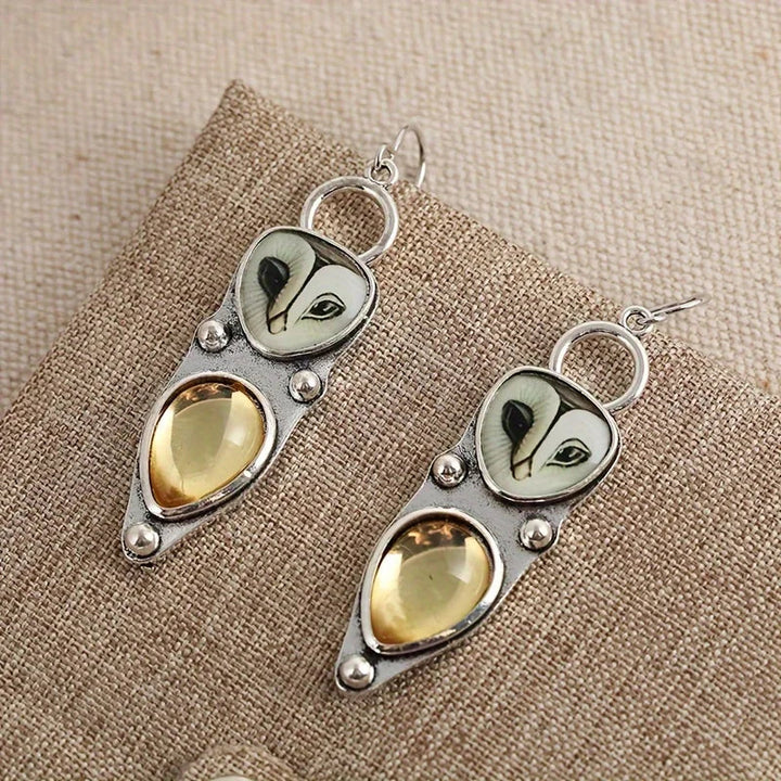 Boucles d'oreilles pendantes hibou - Sans nickel pour oreilles sensibles