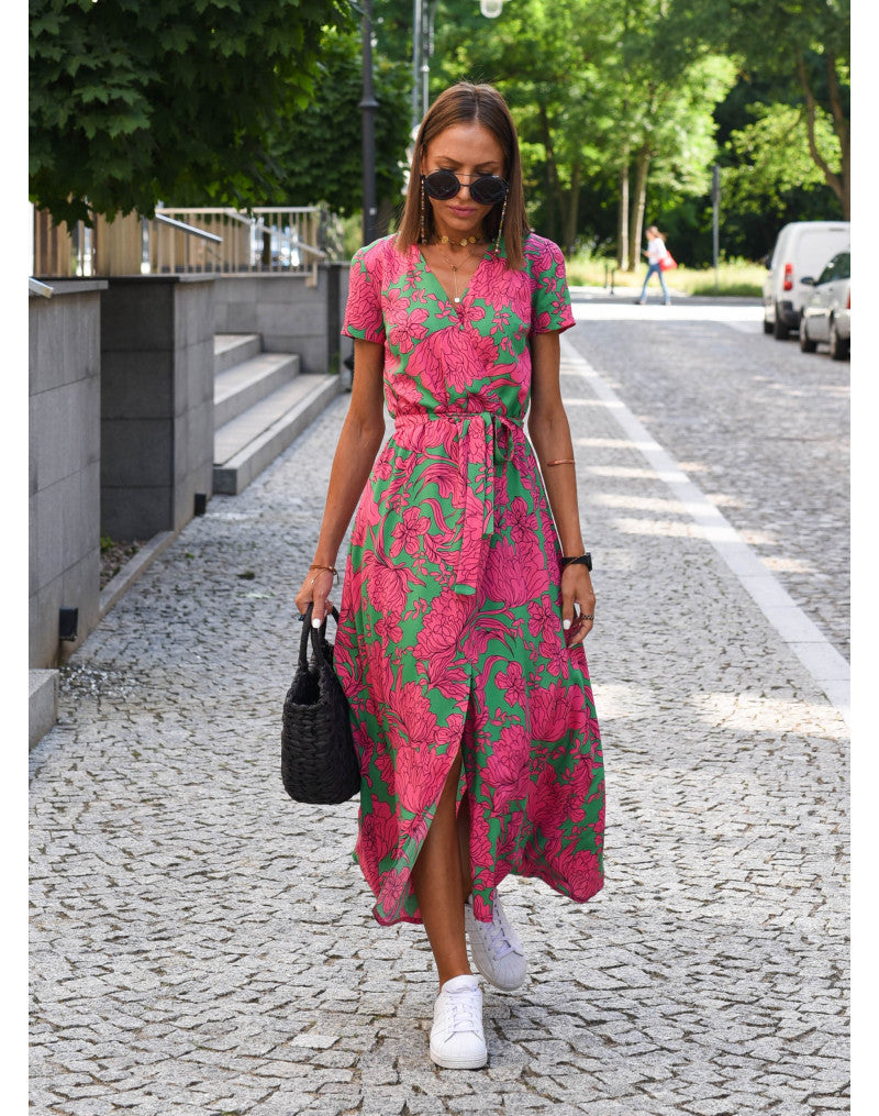 Talia™ | Robe Florale Élégante à Col V
