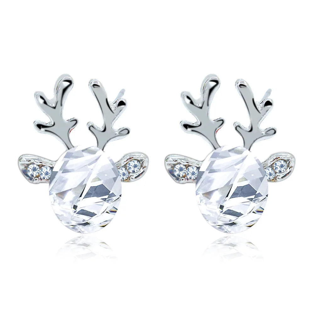 Boucles d'oreilles en cristal en forme de renne festif