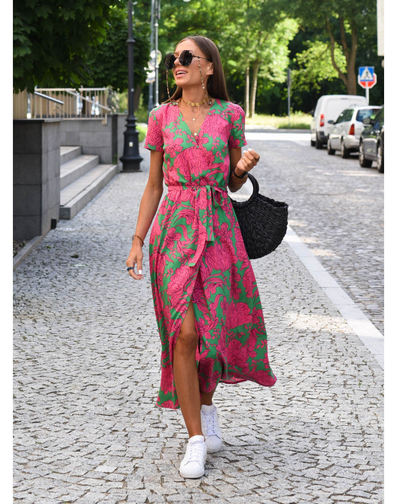 Talia™ | Robe Florale Élégante à Col V
