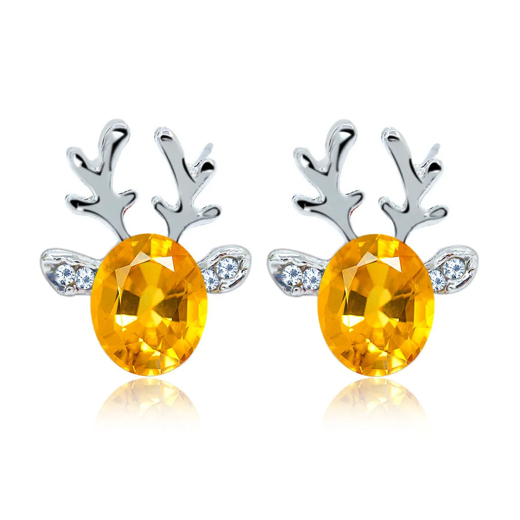 Boucles d'oreilles en cristal en forme de renne festif