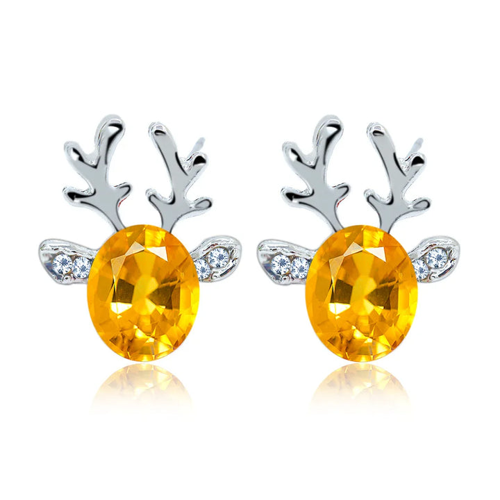 Boucles d'oreilles en cristal en forme de renne festif