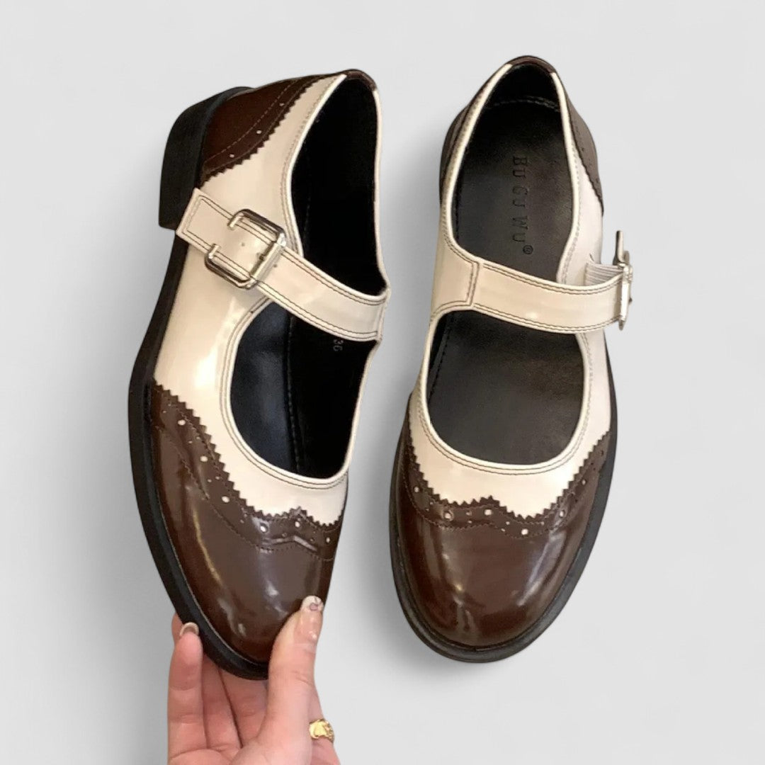 Chaussures Mary Jane en Cuir Véritable T-Bar Confort Vintage