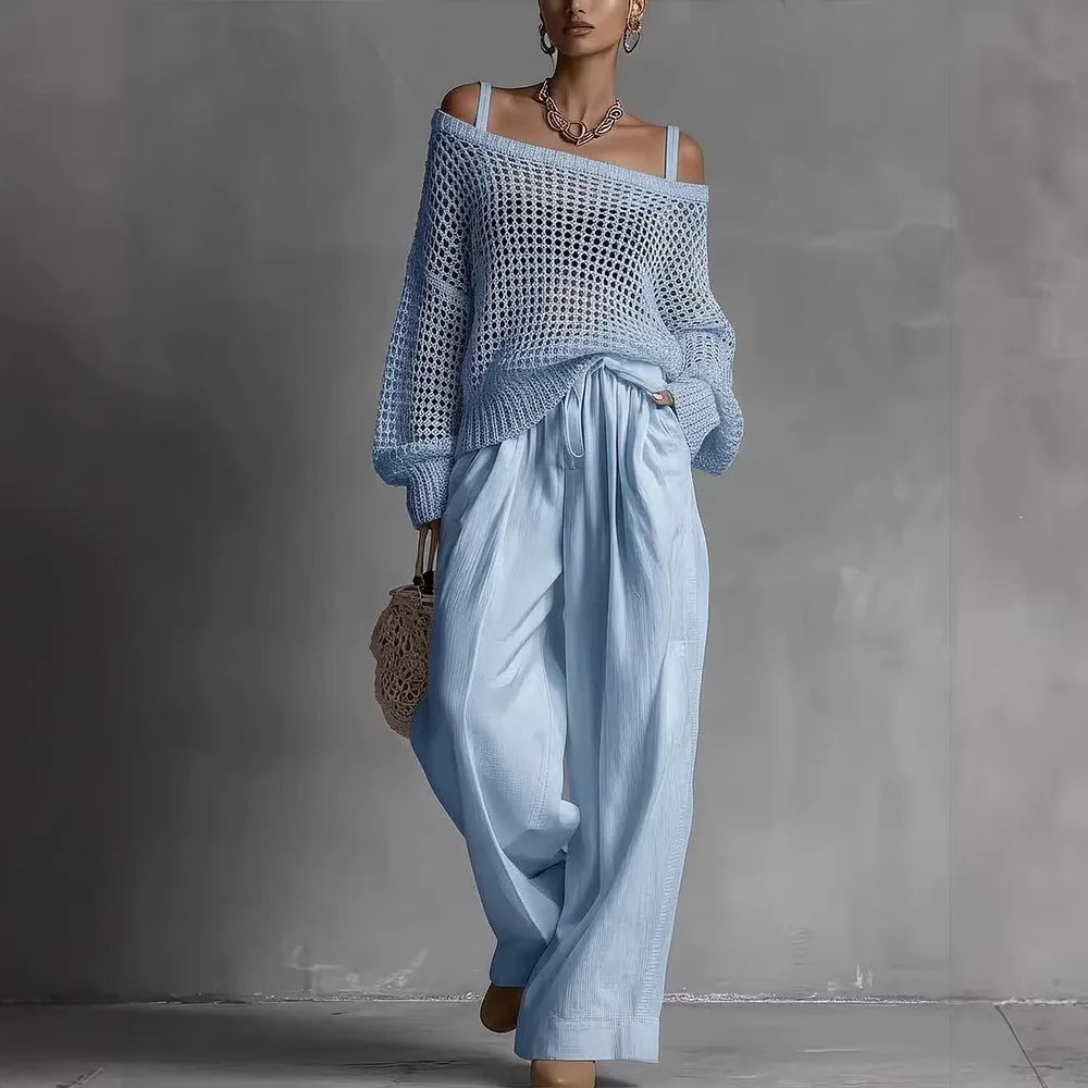 Ensemble Pantalon Deux Pièces Off-Shoulder