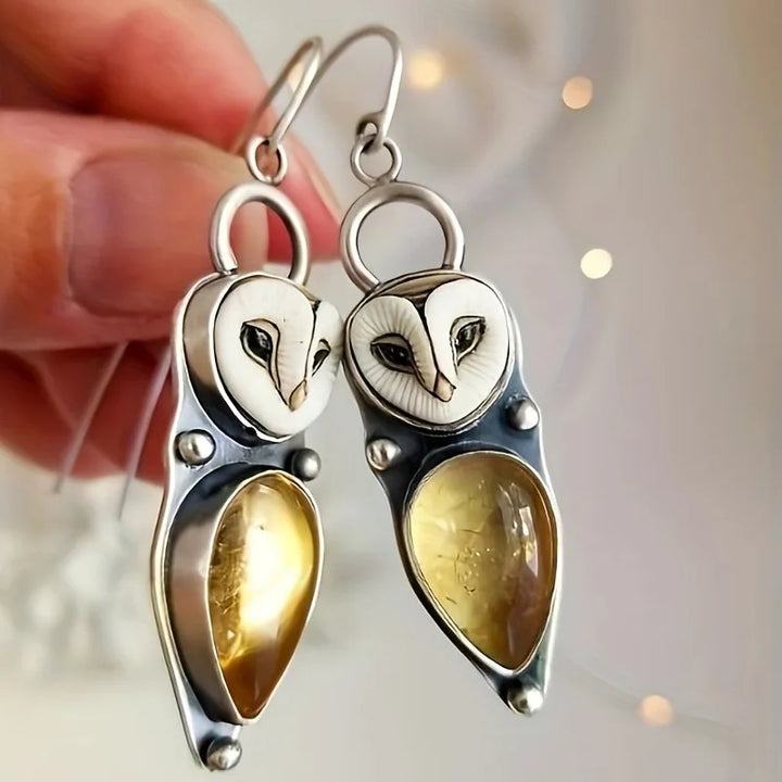 Boucles d'oreilles pendantes hibou - Sans nickel pour oreilles sensibles