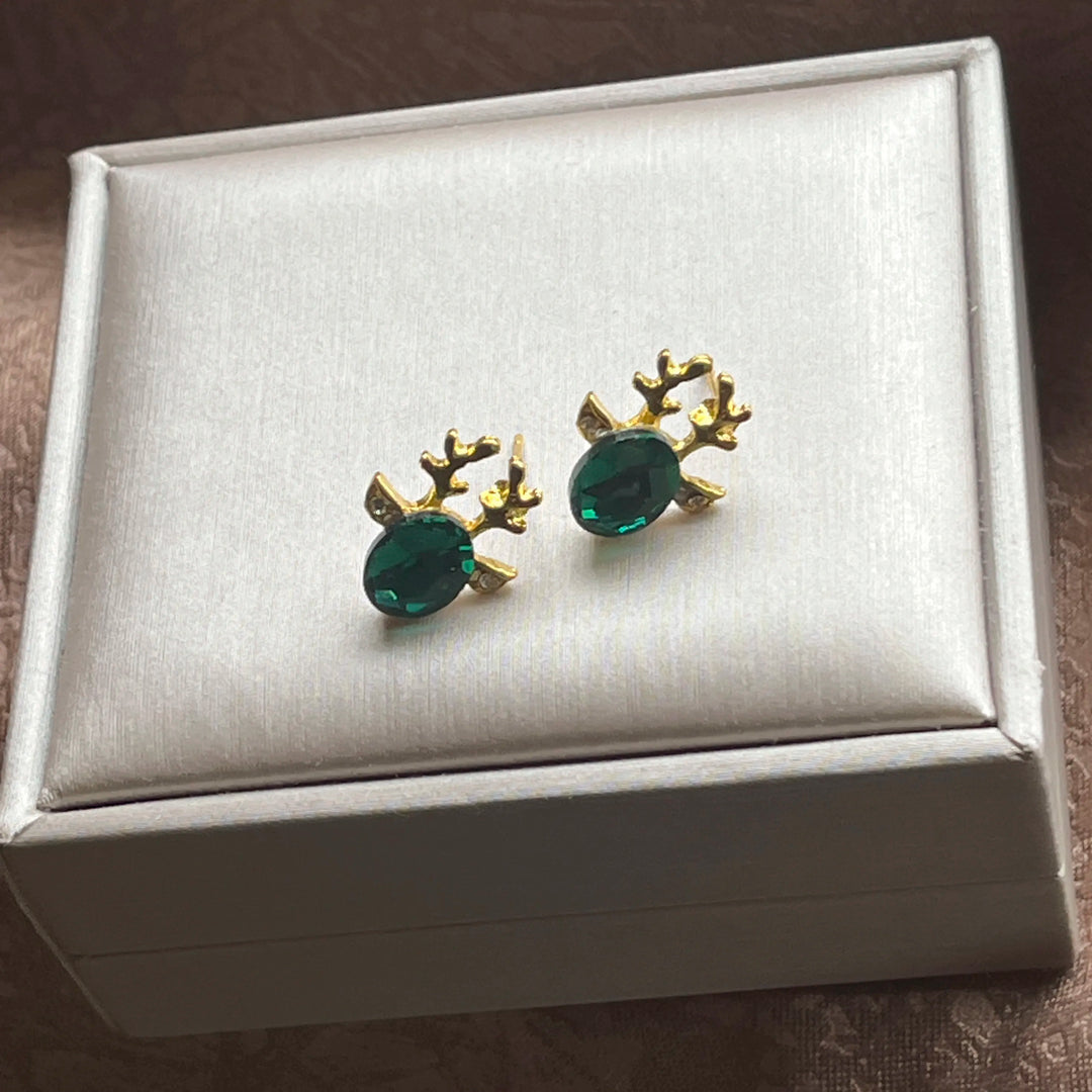 Boucles d'oreilles en cristal en forme de renne festif