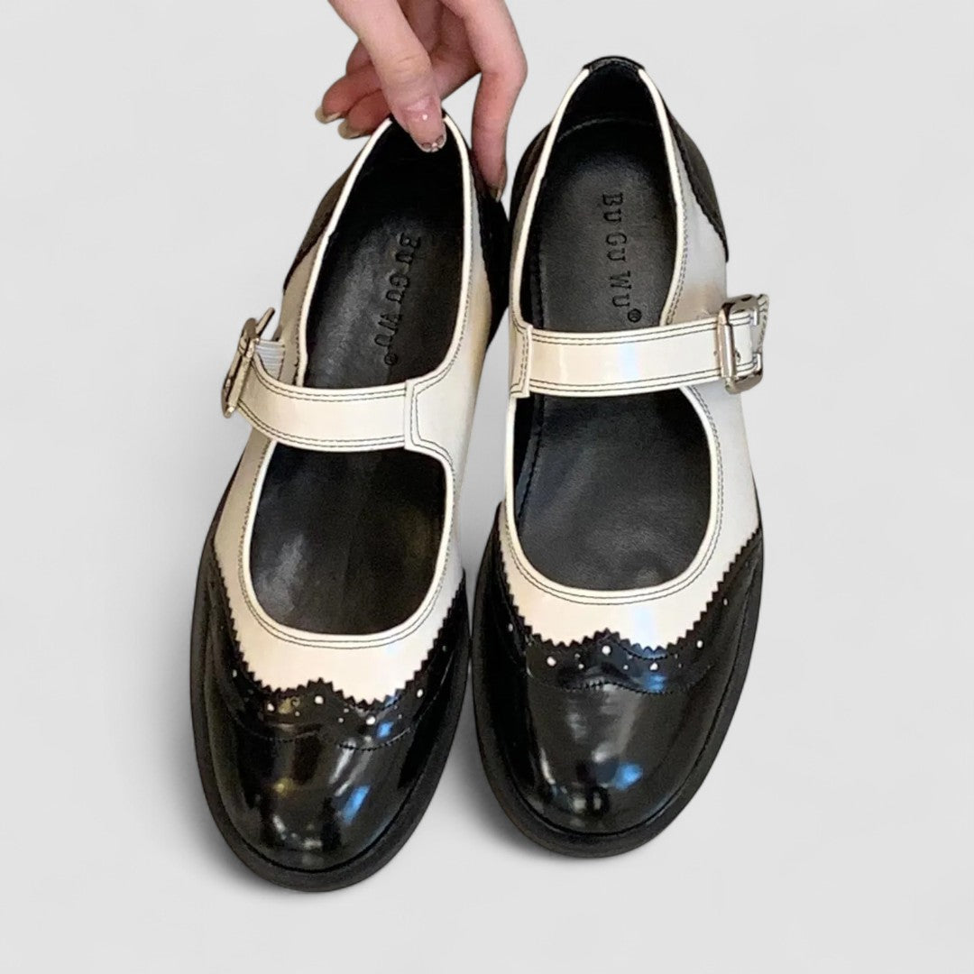 Chaussures Mary Jane en Cuir Véritable T-Bar Confort Vintage
