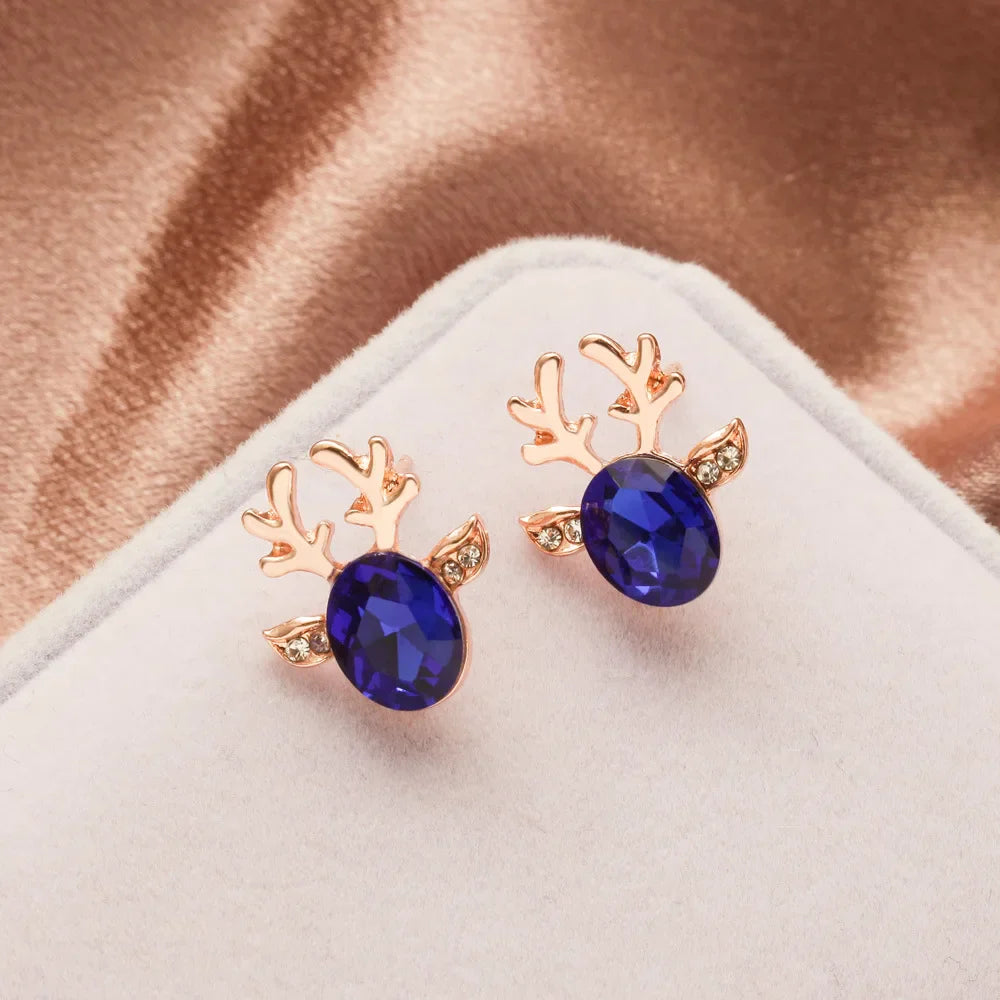Boucles d'oreilles en cristal en forme de renne festif