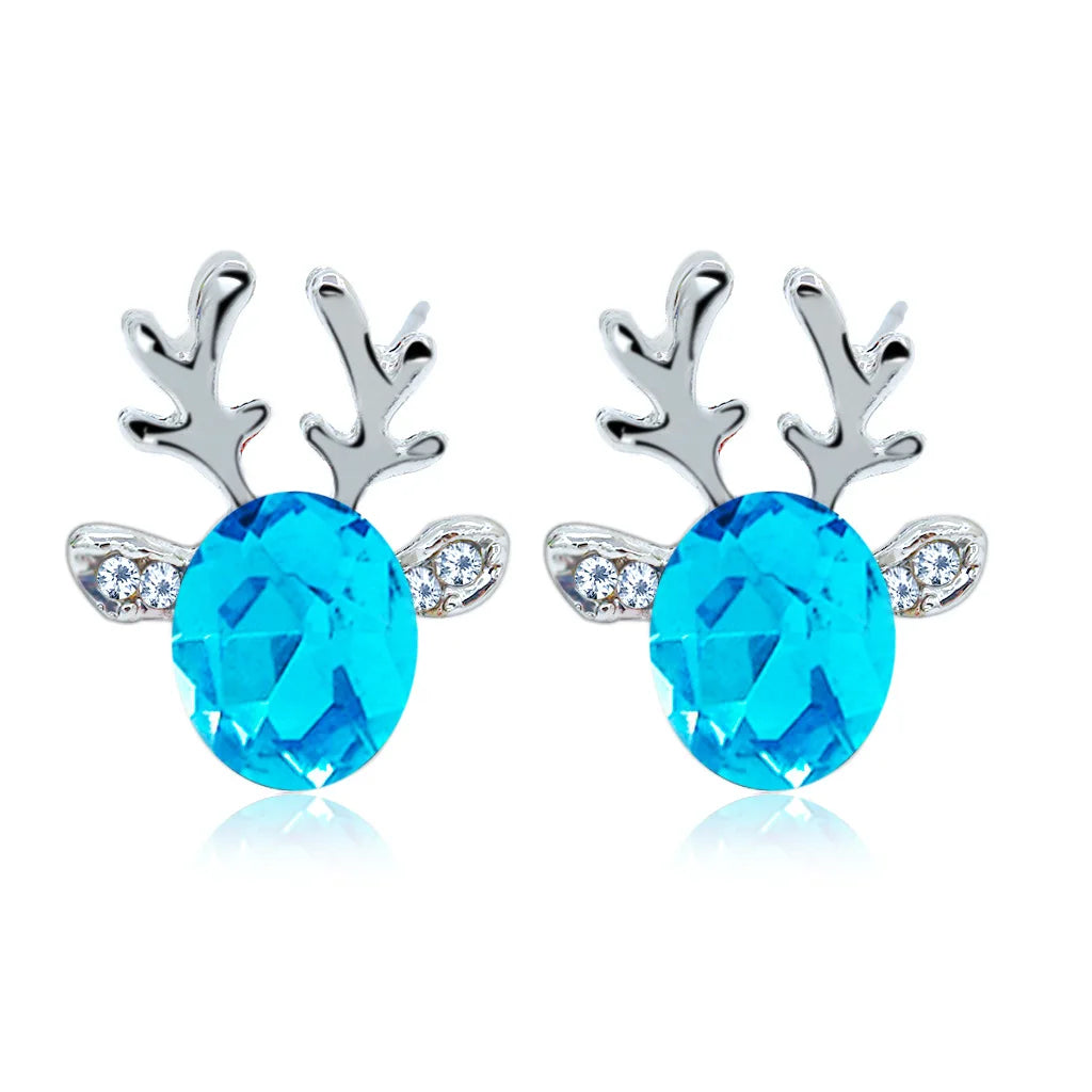 Boucles d'oreilles en cristal en forme de renne festif