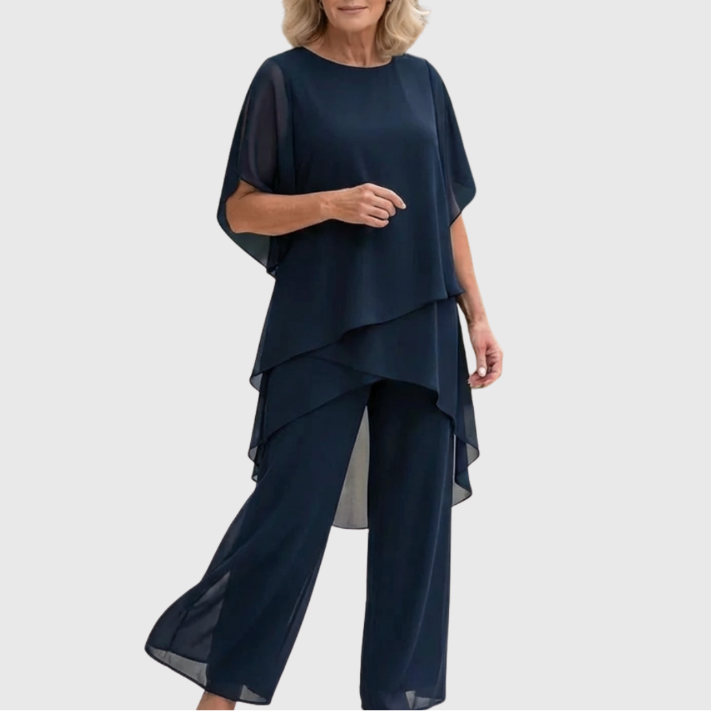 Linda | Ensemble avec pantalon palazzo drapé