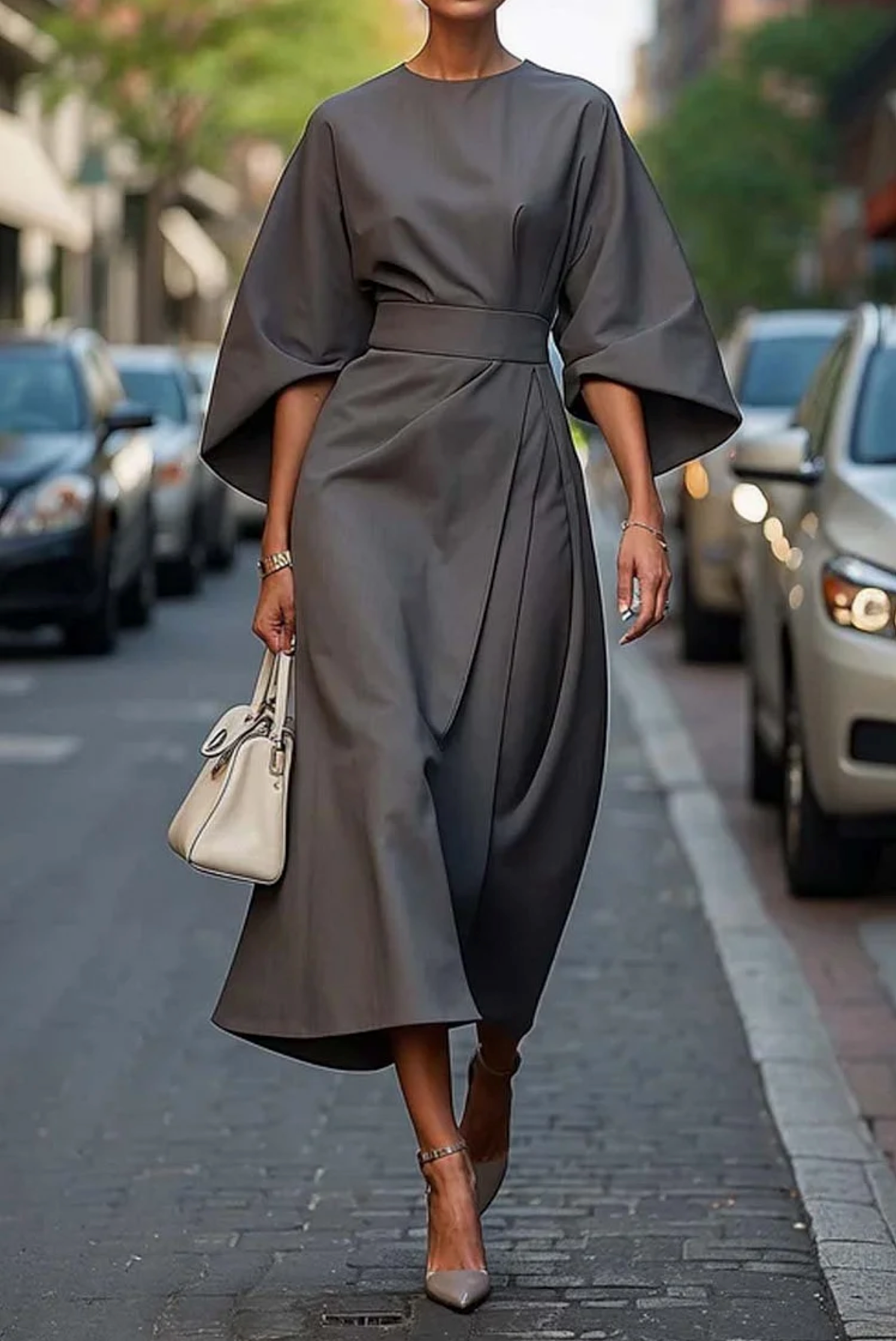 Maya™ | Robe élégante à manches lanternes