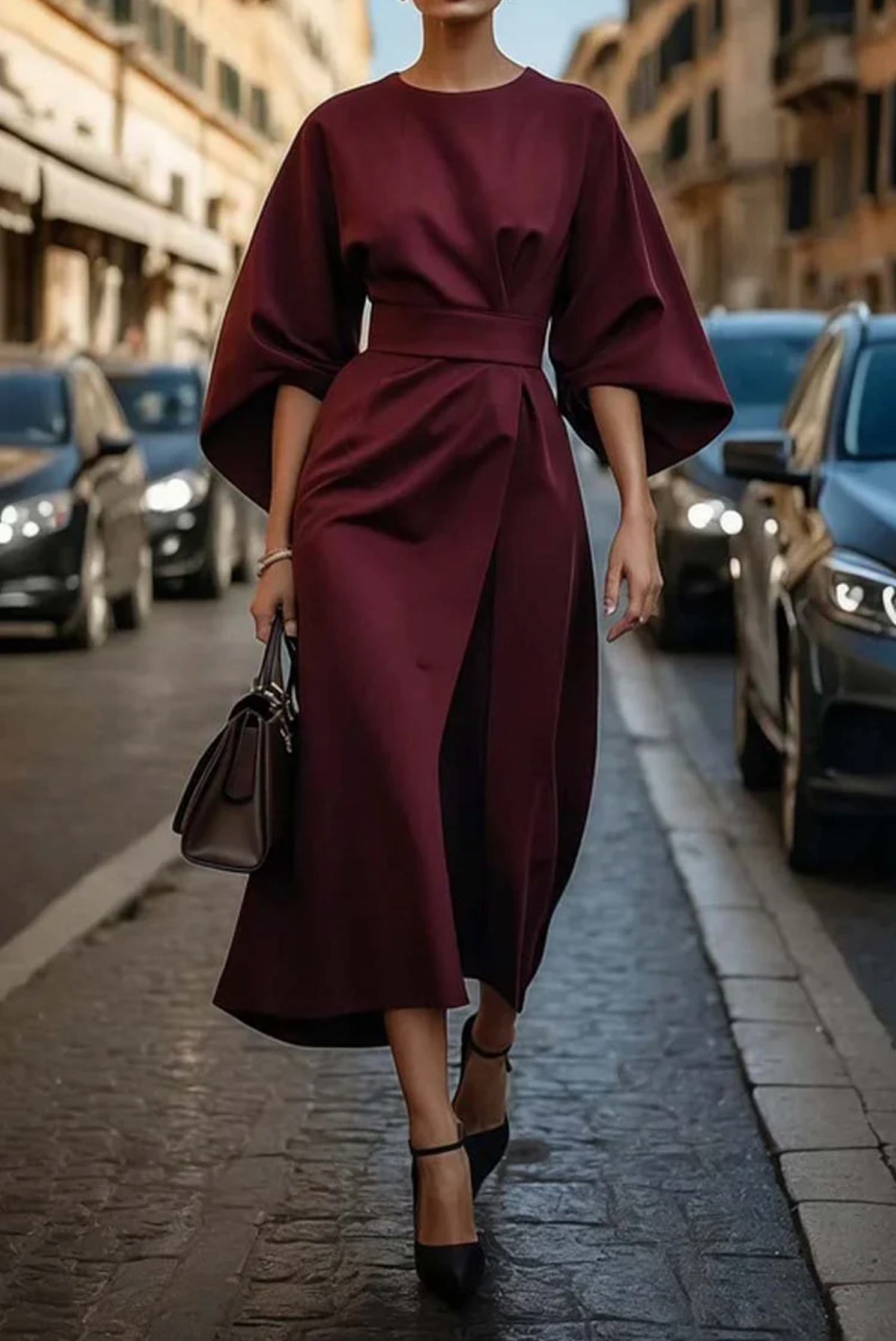 Maya™ | Robe élégante à manches lanternes