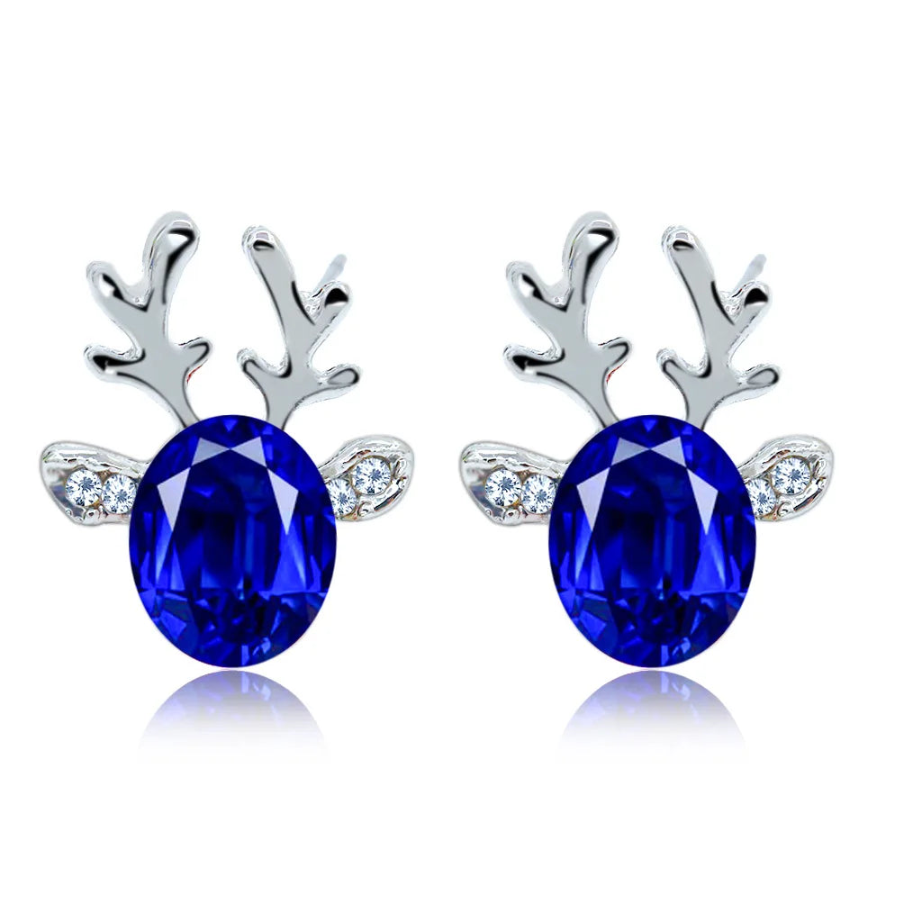Boucles d'oreilles en cristal en forme de renne festif